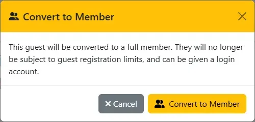 The Convert to Member confirmation