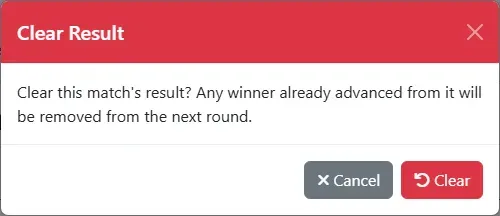 The Clear Result dialog